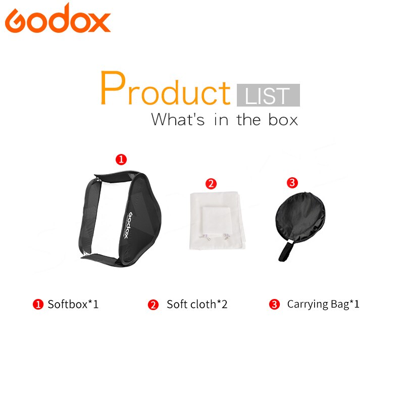 Godox Softbox Bowens Mount 40cm 50cm 60cm 80cm Studio Light Box for Flash LED Lamp Pphotography Accessories