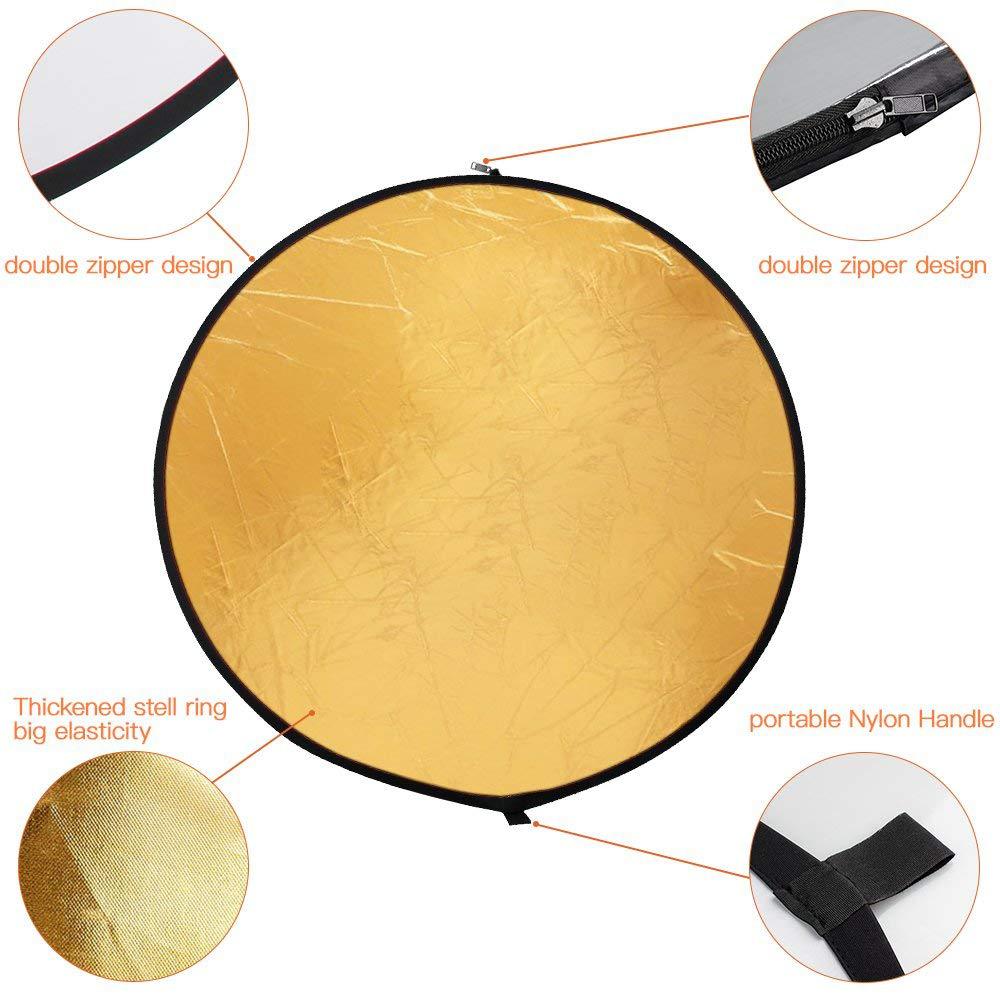 5 in 1 Round Light Reflctor Diffuser Kit with Bag, Portable Collapsible Photography Studio Photo Camera Lighting Reflectors