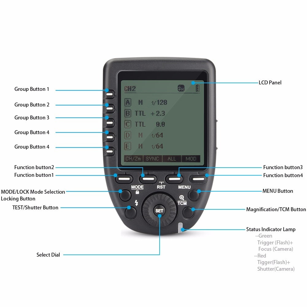 Godox Xpro TTL Wireless Flash Trigger 1/8000s HSS TTL-Convert-Manual Function Large Screen Slanted for Canon Nikon Sony Olympus