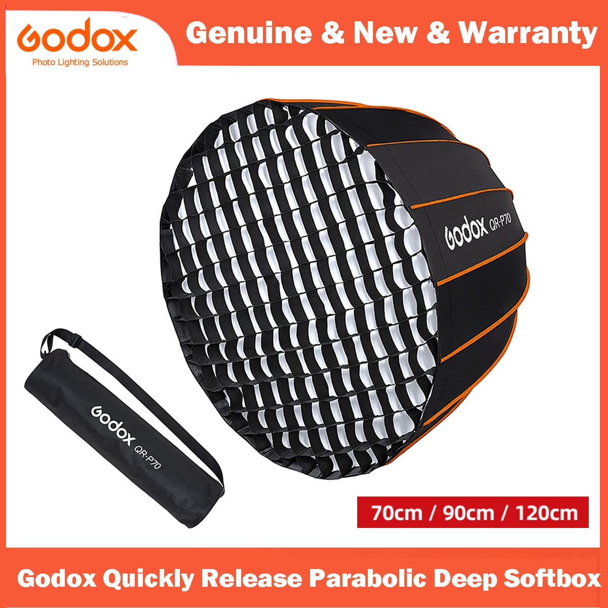 Godox QR-P70 70cm P90 90cm P12 120cm Quickly Release Parabolic Deep Softbox Grid for Godox Aputure Bowens Mount Studio Flash