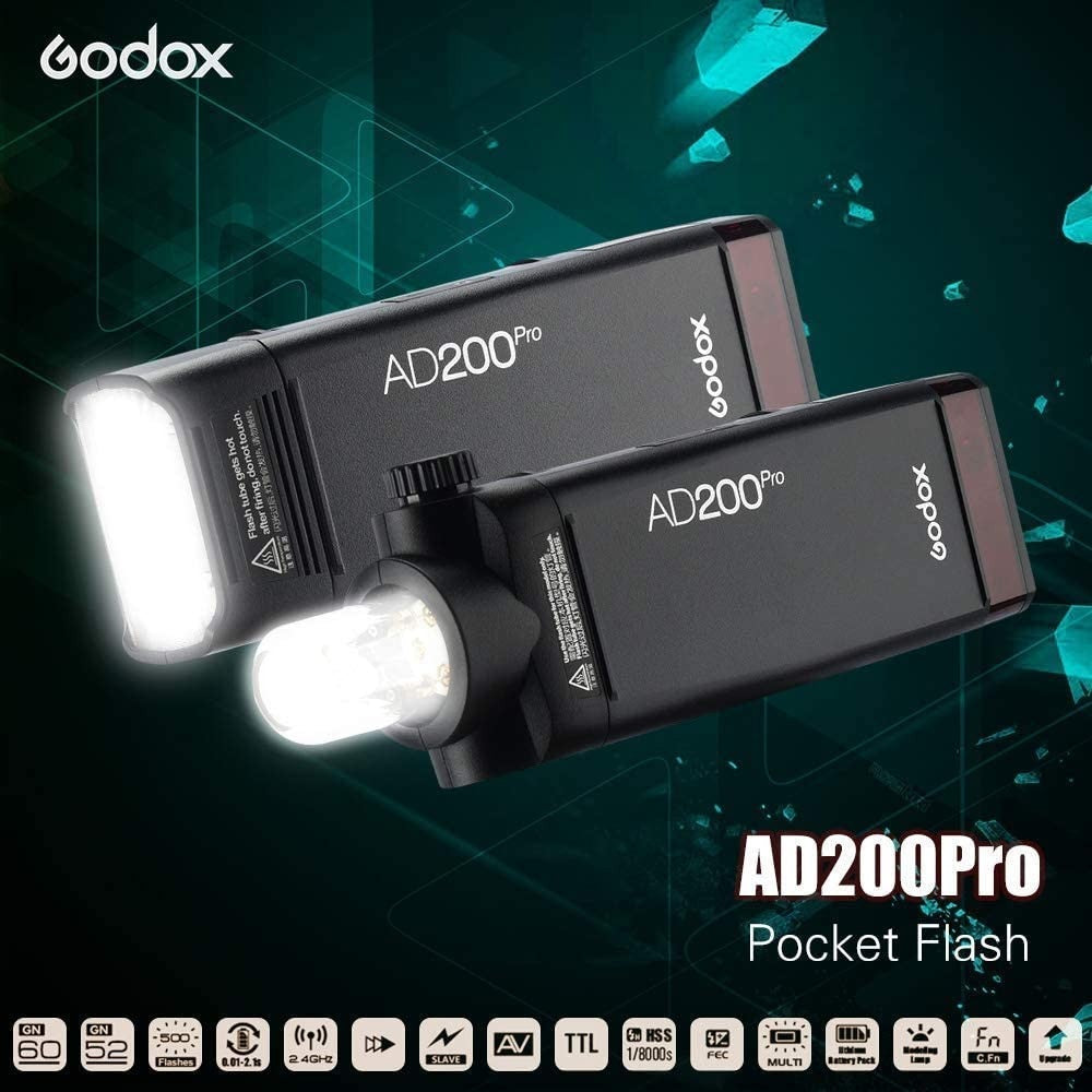 Godox AD200 Pro AD200Pro Flash 200Ws TTL 2.4G HSS Pocket Speedlite Strobe for Sony Canon Nikon Fujifilm Fuji Olympus Cameras
